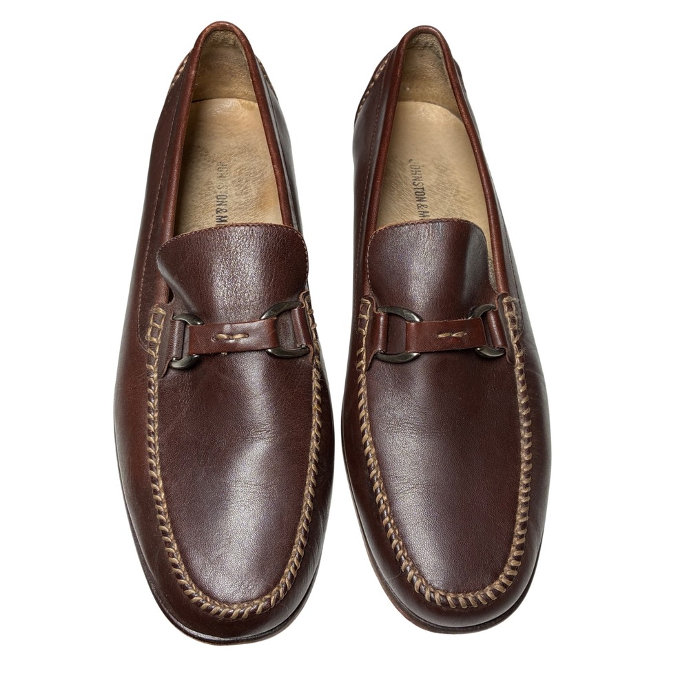 Johnston Murphy Brown Leather Horsebit Moc Toe Loafers Mens 10.5 M